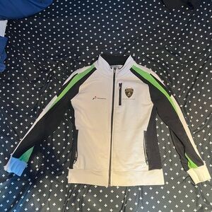 Lamborghini White, Black and Green Racing Track Jacket